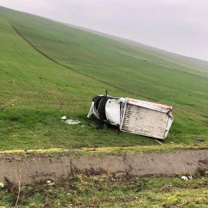 Kamyonet Şarampole Yuvarlandı: 1 Yaralı